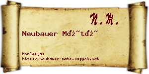 Neubauer Máté névjegykártya